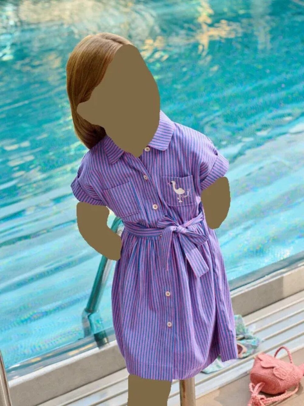 Bonpoint Gisele striped dress with organic cotton embroidery size 12